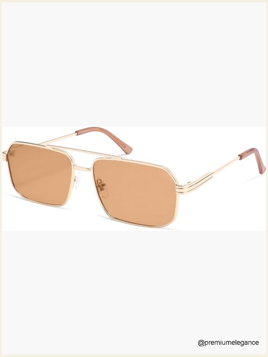 Retro Square Double Bridge Metal Sunglasses